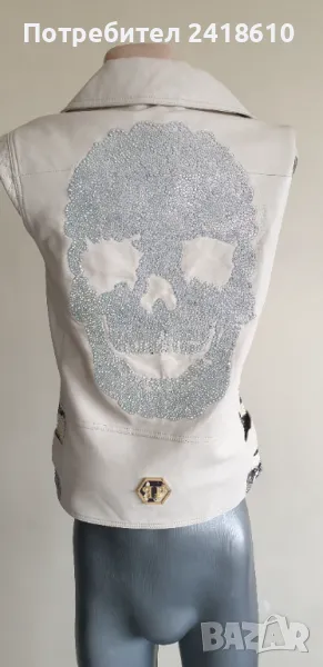 Philipp Plein Leather Womens Vest Size S / ОРИГИНАЛ! Дамски Кожен Елек!, снимка 1