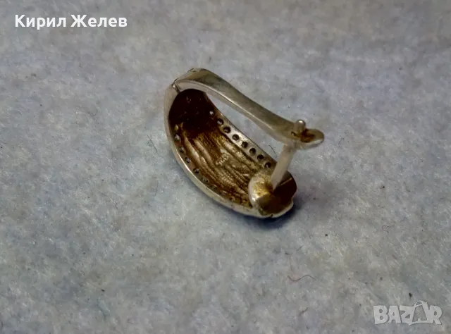 ВИНТИДЖ АРТ АНГЛИЙСКА СЕДЕФЕНА СРЕБЪРНА ОБЕЦА СРЕБРО 925 с ЦИРКОНИ МАЙСТОРСКА ЮВЕЛИРНА РАБОТА 49724, снимка 4 - Обеци - 49757285