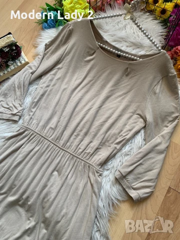 Бежова рокля, снимка 2 - Рокли - 50899377