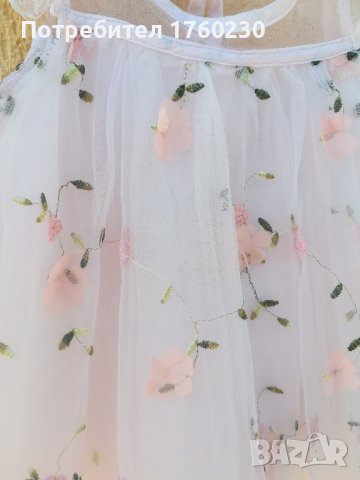  Ефирна детска рокля с бродерия, 3D цветчета и тюл, снимка 8 - Детски рокли и поли - 41981710