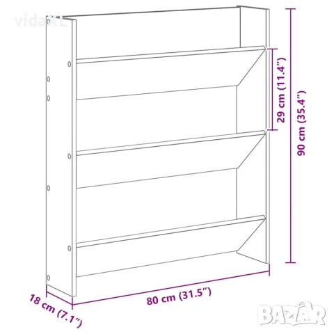 vidaXL Стенен шкаф за обувки от старо дърво 80x18x90 cm, снимка 10 - Шкафове - 56148229