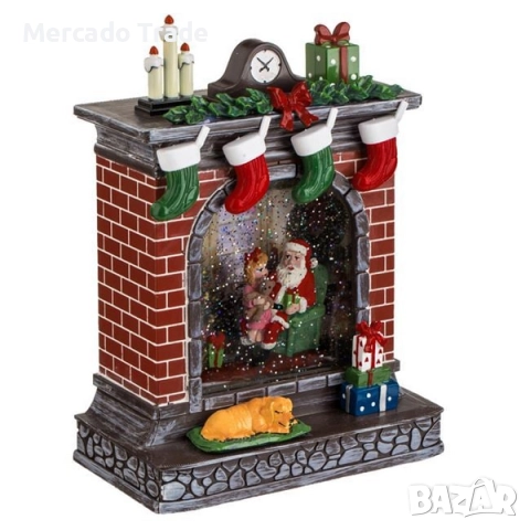 Коледна камина със снежни топки Mercado Trade, LED светлина и музика, снимка 2 - Декорация за дома - 52485115