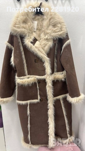 Модерно палто в кафяво - M, L, XL 