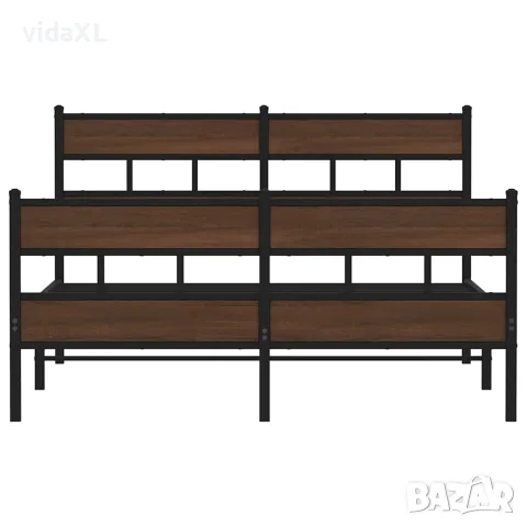 vidaXL Метална рамка за легло, без матрак, кафяв дъб, 160x200 см, снимка 4 - Спални и легла - 56147047