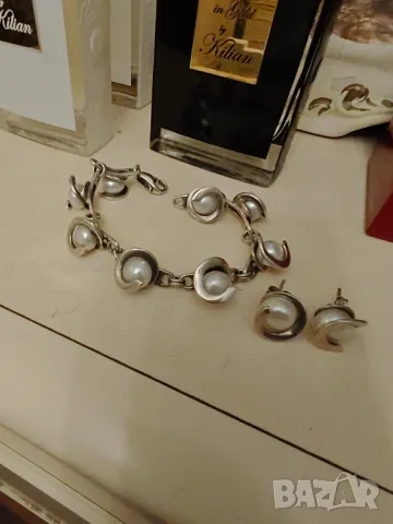 Масивен сребърен лот с перли, снимка 6 - Бижутерийни комплекти - 49132090