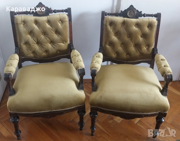 Антични Кресла 1850/70г, снимка 2 - Дивани и мека мебел - 49900556