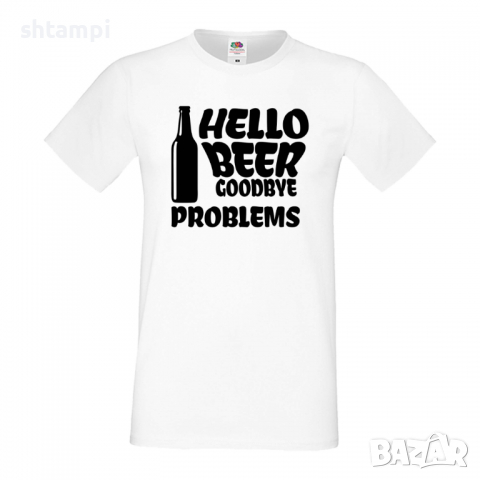 Мъжка тениска Hello Beer Goodbye Problems,Бира,Бирфест,Beerfest,Подарък,Изненада,Рожден Ден, снимка 3 - Тениски - 36377889