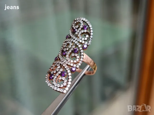 Сребърен пръстен с розово покритие 175