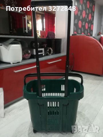 Пластмасов кош на колелца с телескопична дръжка , снимка 3 - Други стоки за дома - 39821328