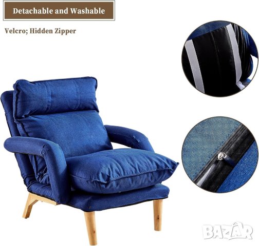 Кресло / канапе с табуретка DYQM-LC-B0211BU, снимка 6 - Дивани и мека мебел - 42412130