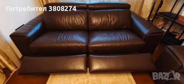 Италиански кожени дивани с релакс механизъм 2 броя , снимка 5 - Дивани и мека мебел - 53780578