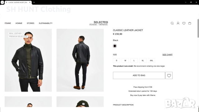 SELECTED Leather Jacket Размер L / XL яке естествена кожа 43-66, снимка 2 - Якета - 52199638