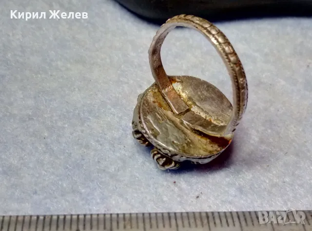 Старинен ВЪЗРОЖДЕНСКИ ФИЛИГРАНЕН СРЕБЪРЕН ПРЪСТЕН СРЕБРО ВИСОКА ПРОБА РЪЧНА КУЮМДЖИЙСКА РАБОТА 47507, снимка 5 - Антикварни и старинни предмети - 49294840