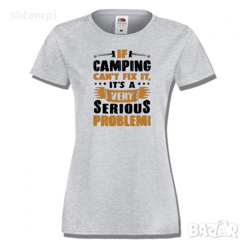 Дамска тениска If Camping Can't Fix It,Изненада,Подарък,Поход,Връх,Хижа, снимка 5 - Тениски - 36373707