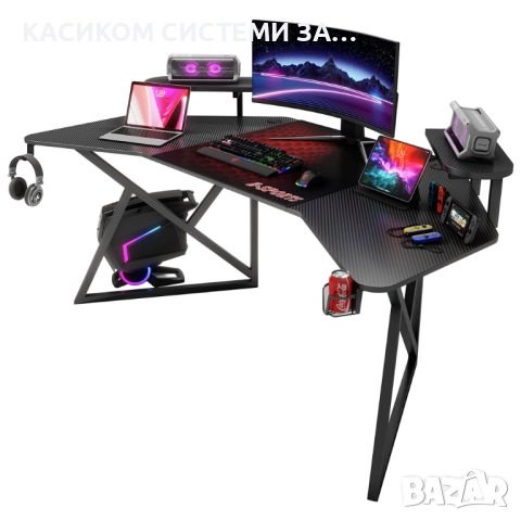 ПРОМОЦИЯ  Геймърско бюро , 5 в 1, Черен, снимка 2 - Бюра - 52409271
