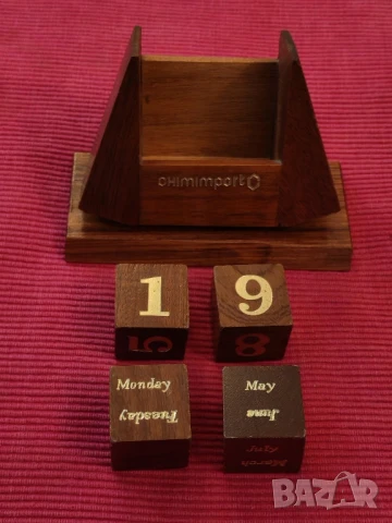 Настолен дървен календар. , снимка 2 - Антикварни и старинни предмети - 50535854