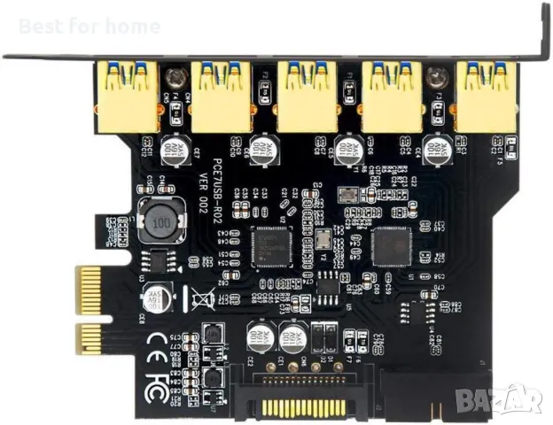 PCI-E към USB 3.0 5-портова PCI Express разширителна карта, снимка 5 - Друга електроника - 50325170