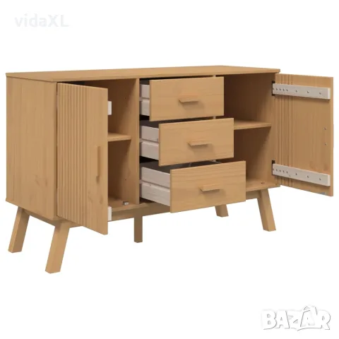 vidaXL Сайдборд OLDEN, кафяв, 114x43x73,5 см, бор масив, снимка 7 - Бюфети - 56147295