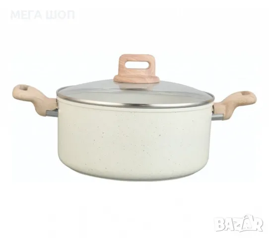 Тенджера Voltz Nice, Кован алуминий, Мраморно покр., Индукция, Кремав меланж