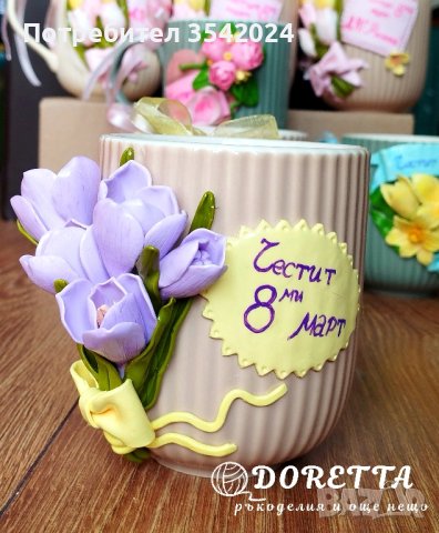 Чаши с декорация от полимерна глина, снимка 5 - Подаръци за жени - 44507288