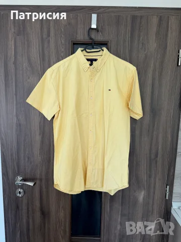 Чисто нова мъжка риза Tommy Hilfiger 80's Two Ply с къс ръкав, жълта, жълт цвят, размер XXL