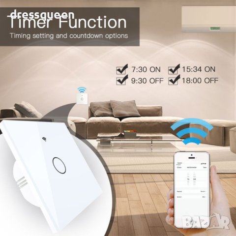 4000 WiFl Wi-Fi Смарт Сензорен Ключ за осветление с тъч стъклен панел