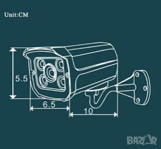 Широкоъгълна AHD CCTV 1.3MPx 1/4" CMOS Сензор 4 H.LEDS IR-CUT IP66 Охранителна Камера с OSD Меню, снимка 5 - HD камери - 41480114