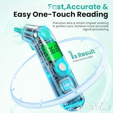 Нов Дигитален ушен термометър 1s, 3-цветна аларма, Mute, 40 памет, снимка 3 - Други - 53681617