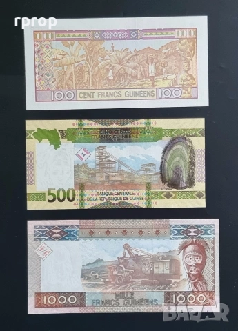 Гвинея.
100, 500 и 1000 франка.
2006 - 2018 година.
UNC., снимка 8 - Нумизматика и бонистика - 48537536