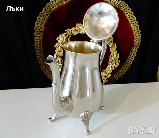 Посребрена бронзова кана,барок,като нова от вътре. , снимка 9 - Антикварни и старинни предмети - 53632227