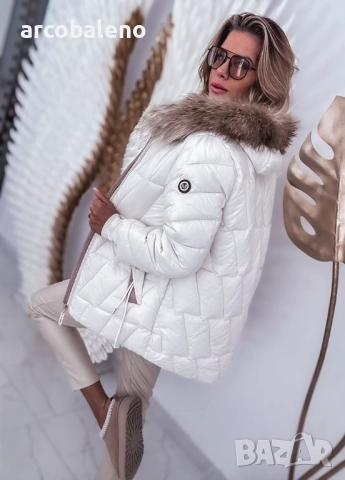 Дамско ватирано яке с лисича кожа, 2цвята , снимка 11 - Якета - 52155165