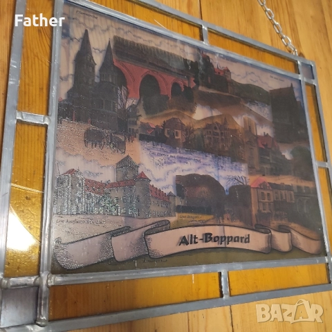 Стъклена картина с калаен обков/витраж, снимка 2 - Декорация за дома - 51483944