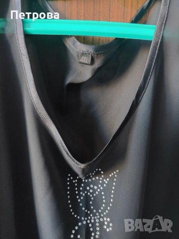 Черна официална блуза с красива роза от скъпоценни камъни, снимка 2 - Корсети, бюстиета, топове - 52487543