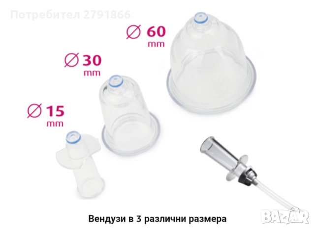 Prorelax вакуумен масажор SENSITIVE антицелулитен масаж с 3 вендузи регулируема мощност акумулаторен, снимка 15 - Други - 52019967