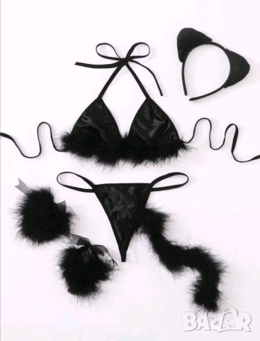 Дамско бельо комплект от 6 части с пухче, снимка 3 - Бельо - 41813199