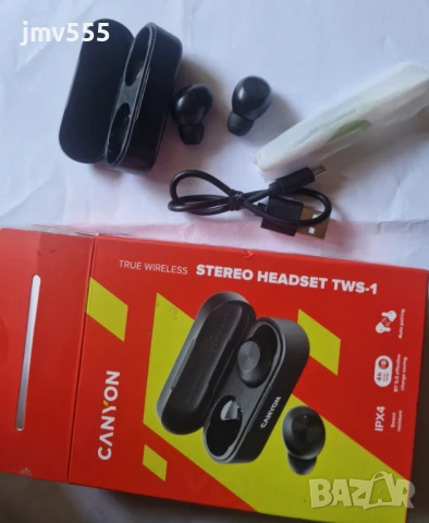 Безжични слушалки Canyon TWS-1 / black, снимка 4 - Слушалки, hands-free - 50837711