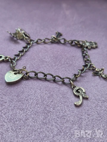 Антикварна сребърна гривна с талисмани , снимка 13 - Гривни - 51079231