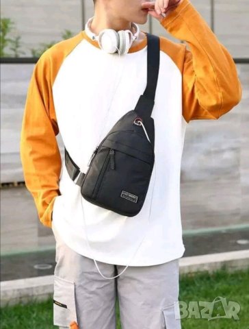Мъжка чанта за рамо черна , снимка 4 - Чанти - 41784559