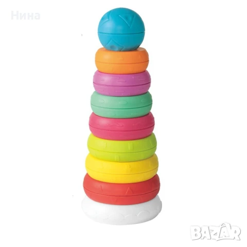 Цветна образователна играчка – низанка (пирамида с рингове) , снимка 4 - Образователни игри - 50958117