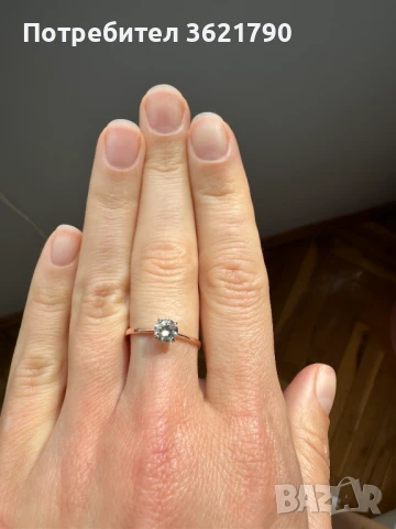 Здатен пръстен 14К с диамант 0,51 ct  сертификат, снимка 5 - Пръстени - 50443458