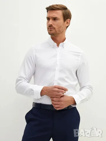 Нова мъжка бяла риза с дълъг ръкав на LC Waikiki - размер XL