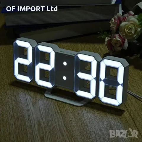 3D LED Дигитален Стенен или Настолен Часовник AURIOL, снимка 3 - Други стоки за дома - 49916300