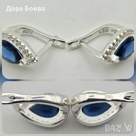 Сребърни обеци: "Дъжд", снимка 5 - Обеци - 52682441