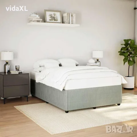 vidaXL Рамка за легло без матрак, светлосива, 160x200 см, кадифе, снимка 2 - Спални и легла - 56146950