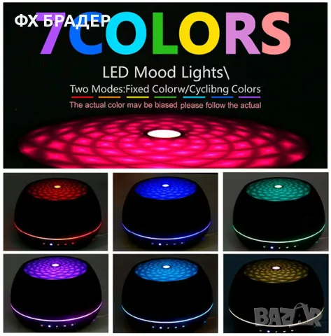 1000ml Арома дифузер и овлажнител тъмно дърво, дистанционно, снимка 4 - Овлажнители и пречистватели за въздух - 48763441