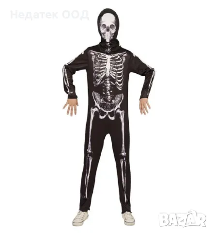 Детски костюм, скелет, качулка, Хелоуин, 4 години
