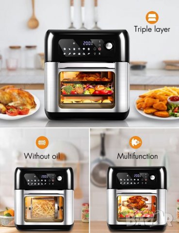 Airfryer Uten 10L, интелигентна настолна фурна с 12 прпграми , LED сензорен екран, 1500 W, снимка 2 - Фритюрници - 39673373