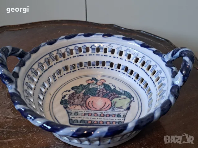 ажурна немска порцеланова фруктиера с дръжки   18/4