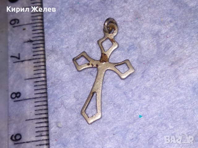 СТАРО ПОСРЕБРЕНО СТОМАНЕНО АЖУРНО РЕТРО КРЪСТЧЕ РЪЧНА ИЗРАБОТКА 38224, снимка 3 - Антикварни и старинни предмети - 40938737