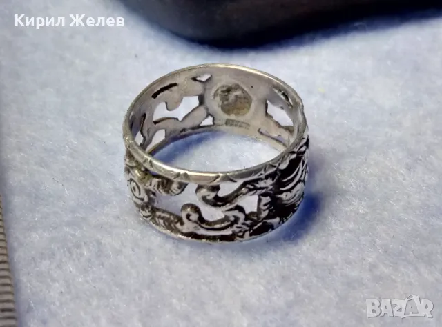 Стар АВТОРСКИ ХУДОЖЕСТВЕНО ОРНАМЕНТИРАН АЖУРЕН СРЕБЪРЕН ПРЪСТЕН СРЕБРО 835 МАЙСТОРСКА РАБОТА 8489, снимка 7 - Антикварни и старинни предмети - 50192676